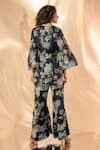 Shop_LABEL SHRISTI CHETANI_Black Floral Print Wrap Around Pant Set _at_Aza_Fashions