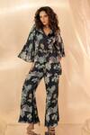 Buy_LABEL SHRISTI CHETANI_Black Floral Print Wrap Around Pant Set _at_Aza_Fashions