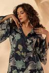Buy_LABEL SHRISTI CHETANI_Black Floral Print Wrap Around Pant Set 