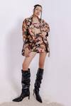 Buy_July Issue_Multi Color Woven Floral Blazer And Mini Skirt Set _at_Aza_Fashions