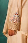 Buy_Vinita Bhansali_Cream Silk Embroidery Round Neck Chandani Chic Cape Set _Online_at_Aza_Fashions