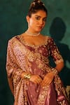 Shop_Vinita Bhansali_Purple Silk Pearls, Mirrors, Embroidery Round Neck Regal Bhavya Lehenga Set _Online_at_Aza_Fashions