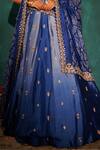 Vinita Bhansali_Blue Silk Embroidery Floral Lehenga Set _Online_at_Aza_Fashions