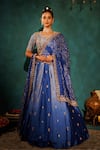 Buy_Vinita Bhansali_Blue Silk Embroidery Floral Lehenga Set _at_Aza_Fashions