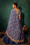 Shop_Vinita Bhansali_Blue Silk Embroidery Floral Lehenga Set _at_Aza_Fashions