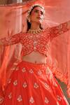 Buy Vinita Bhansali Orange , Organza Sequins, Zari, Embroidery Sunlit Symphony Lehenga Set Buy_Vinita Bhansali_Orange , Organza Sequins, Zari, Embroidery Sunlit Symphony Lehenga Set