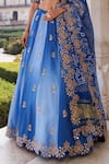Buy_Vinita Bhansali_Blue Silk, Chiffon Embroidery, Zari Round Neck Nura Designer Lehenga Set _Online_at_Aza_Fashions