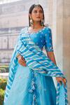 Shop_Vinita Bhansali_Blue Silk, Leather Tassels, Embroidery Round Neck Gahina Lehenga Set_Online_at_Aza_Fashions