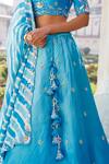 Vinita Bhansali_Blue Silk, Leather Tassels, Embroidery Round Neck Gahina Lehenga Set_at_Aza_Fashions