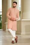 Buy_Niloufer By Aasif Ally_Peach Silk Cutdana Embroidered Sherwani And Pyjama Pant Set _at_Aza_Fashions