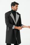 Buy_Niloufer By Aasif Ally_Black Longline Coat _at_Aza_Fashions