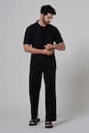 Shop_Niloufer By Aasif Ally_Black Polyester Solid Pant Set _Online_at_Aza_Fashions