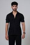 Niloufer By Aasif Ally_Pocketed Black Shirt And Pant Set _at_Aza_Fashions