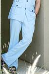 Niloufer By Aasif Ally_Blue Cotton Solid Pocketed Shirt And Pant Set _Online_at_Aza_Fashions