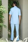 Shop_Niloufer By Aasif Ally_Blue Cotton Solid Pocketed Shirt And Pant Set _at_Aza_Fashions
