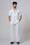 Shop_Niloufer By Aasif Ally_White Cotton Solid Pocketed Shirt And Pant Set _Online_at_Aza_Fashions