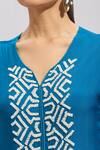 Buy_Samyukta Singhania_Blue Polyester Pearls V-neck Embroidered Kurta Set