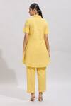 Shop_Naintara Bajaj_Yellow Cotton Embroidery Collared Shirt Kurta Set _at_Aza_Fashions