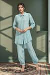 Buy_Samyukta Singhania_Blue Applique Collared Kurta Set _at_Aza_Fashions