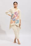 Shop_Samyukta Singhania_Multi Color Cotton Embroidery Collared Kurta Set _Online_at_Aza_Fashions