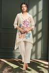 Buy_Samyukta Singhania_Multi Color Cotton Embroidery Collared Kurta Set _at_Aza_Fashions