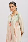 Samyukta Singhania_Multi Color Cotton Beads Collared Shibori Printed A-line Midi Dress _at_Aza_Fashions