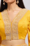 Shop Samyukta Singhania Yellow Silk, Chiffon Embroidery, Beads V-neck Chinnon Kurta Set Online at Aza Fashions Shop_Samyukta Singhania_Yellow Silk, Chiffon Embroidery, Beads V-neck Chinnon Kurta Set _Online_at_Aza_Fashions