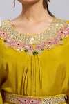 Shop Samyukta Singhania Yellow Chiffon Embroidery, Sequins Round Neck Hand Kurta Set Online at Aza Fashions Shop_Samyukta Singhania_Yellow Chiffon Embroidery, Sequins Round Neck Hand Kurta Set _Online_at_Aza_Fashions