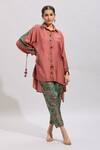 Buy_Samyukta Singhania_Orange Silk, Cotton Tassels, Embroidery Solid Button Highlighted Kurta Set _Online_at_Aza_Fashions