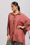 Samyukta Singhania_Orange Silk, Cotton Tassels, Embroidery Solid Button Highlighted Kurta Set _at_Aza_Fashions