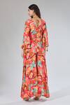 Shop_Samyukta Singhania_Red Cotton V-neck Floral Print Crop Top And Palazzo Set_at_Aza_Fashions