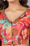 Buy_Samyukta Singhania_Red Cotton V-neck Floral Print Crop Top And Palazzo Set_Online_at_Aza_Fashions