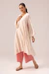 Shop_Label Shreya Sharma_Cream Handloom , Embroidery Hand Woven Jamdani Choga Kurta Set _Online_at_Aza_Fashions