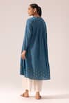 Shop_Label Shreya Sharma_Blue Handloom Cotton Embroidery Collared Handwoven Jamdani Kurta _at_Aza_Fashions