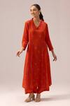 Buy_Label Shreya Sharma_Orange Pintuck Crepe Kurta Set _Online_at_Aza_Fashions