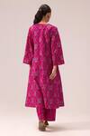 Shop_Label Shreya Sharma_Pink Printed Cotton Bell Sleeve Kurta Set _at_Aza_Fashions