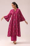 Buy_Label Shreya Sharma_Pink Printed Cotton Bell Sleeve Kurta Set _at_Aza_Fashions