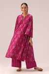 Buy_Label Shreya Sharma_Pink Printed Cotton Bell Sleeve Kurta Set _Online_at_Aza_Fashions