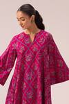 Shop_Label Shreya Sharma_Pink Printed Cotton Bell Sleeve Kurta Set _Online_at_Aza_Fashions