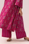 Label Shreya Sharma_Pink Printed Cotton Bell Sleeve Kurta Set _at_Aza_Fashions