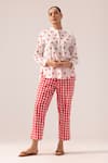 Label Shreya Sharma_White Floral Print Cotton Pant Set _Online_at_Aza_Fashions