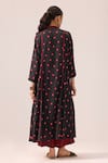 Shop_Label Shreya Sharma_Black Crepe V-neck Floral Print Kurta Set _at_Aza_Fashions