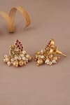 Smars Jewelry_Gold Pearl Peacock Pendant Set _Online_at_Aza_Fashions