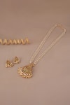 Shop_Smars Jewelry_Gold Pearl Peacock Pendant Set _at_Aza_Fashions