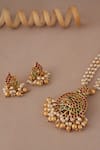 Shop_Smars Jewelry_Gold Pearl Peacock Pendant Set _Online_at_Aza_Fashions