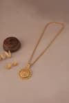 Shop_Smars Jewelry_Gold Plated Antique Floral Pendant Set _at_Aza_Fashions
