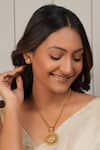 Buy_Smars Jewelry_Gold Plated Antique Floral Pendant Set _at_Aza_Fashions