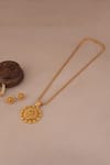 Shop_Smars Jewelry_Gold Plated Antique Floral Pendant Set _at_Aza_Fashions