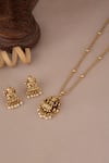 Smars Jewelry_Maa Lakshmi Antique Gold Pendant Set _at_Aza_Fashions