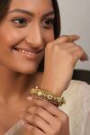 Smars Jewelry_Antique Gold Pearl Stone Studded Kada _Online_at_Aza_Fashions